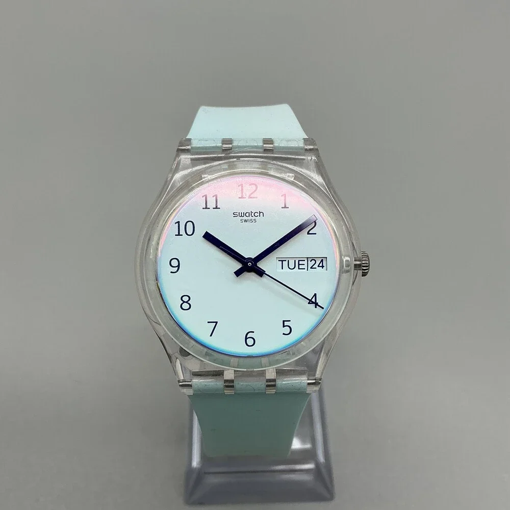 Swatch Ultraciel GE713 Womens Watch 34mm Blue Dial White Day Date